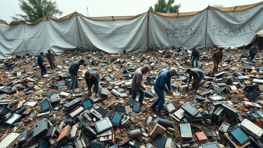 People sorting electronic waste amidst the American e-waste crisis.