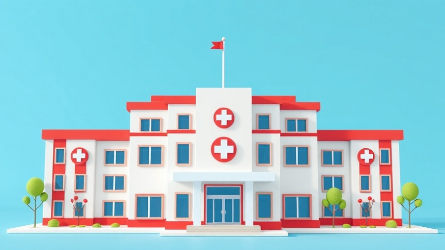 Cartoon hospital model representing affordable healthcare in Patna.