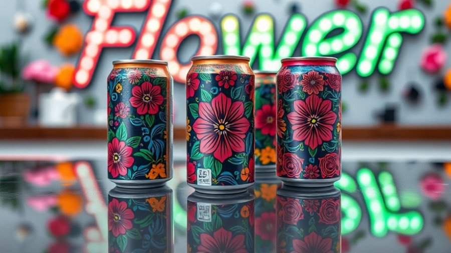 Colorful drink cans reflecting cannabis laws changes in packaging.