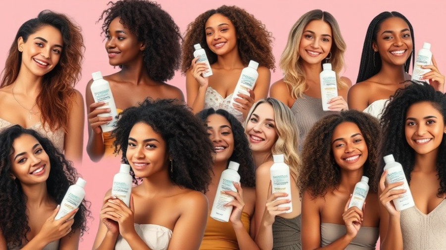 Various leave-in conditioners for hair with women showcasing them against a pink background.