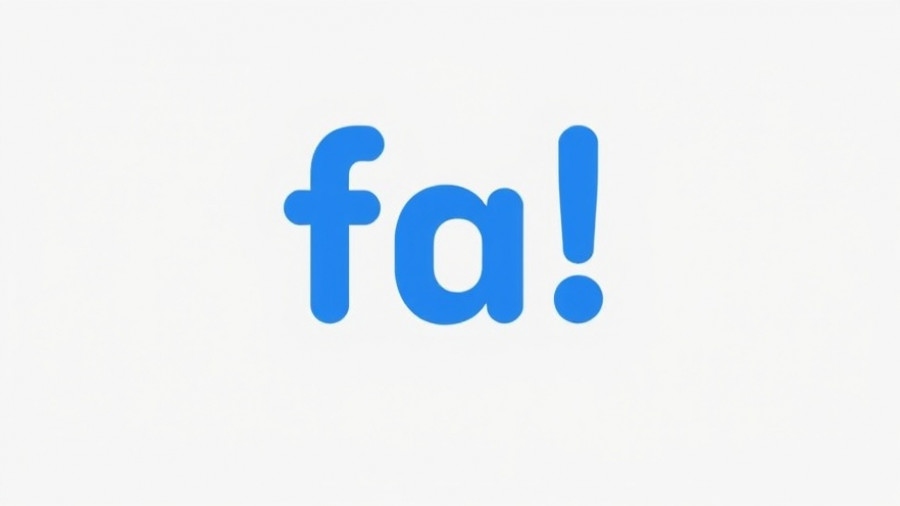 Minimalist 'fa!' text logo with blue letters on gray background.
