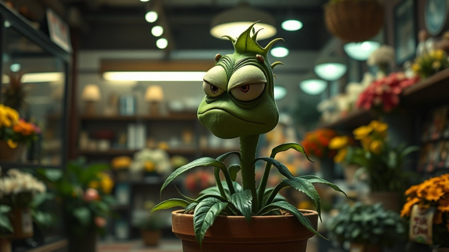 Retro movie poster of 'Little Shop of Horrors' featuring a sinister plant in a flower shop. Scary Movies to Watch When You're High