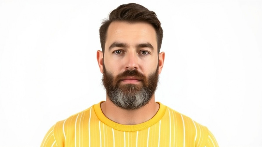 Bearded man with neutral expression on white background.