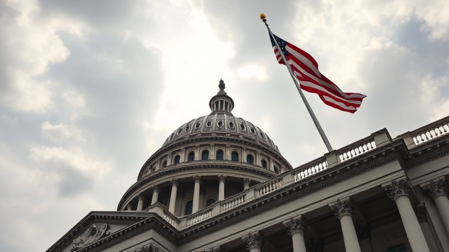 U.S. Capitol and flag symbolize hemp THC government shutdown.