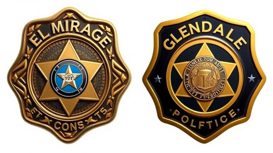 El Mirage and Glendale police department badges, related to fentanyl pills seizure.