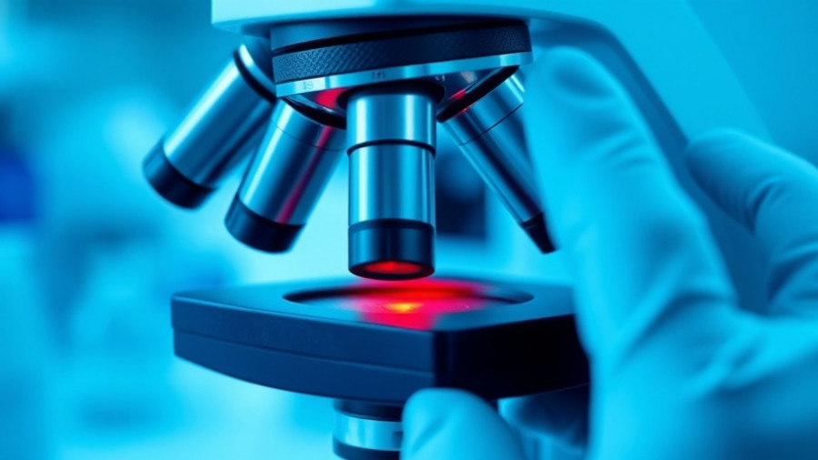 Close-up of microscope use in deceptive lab tests setting