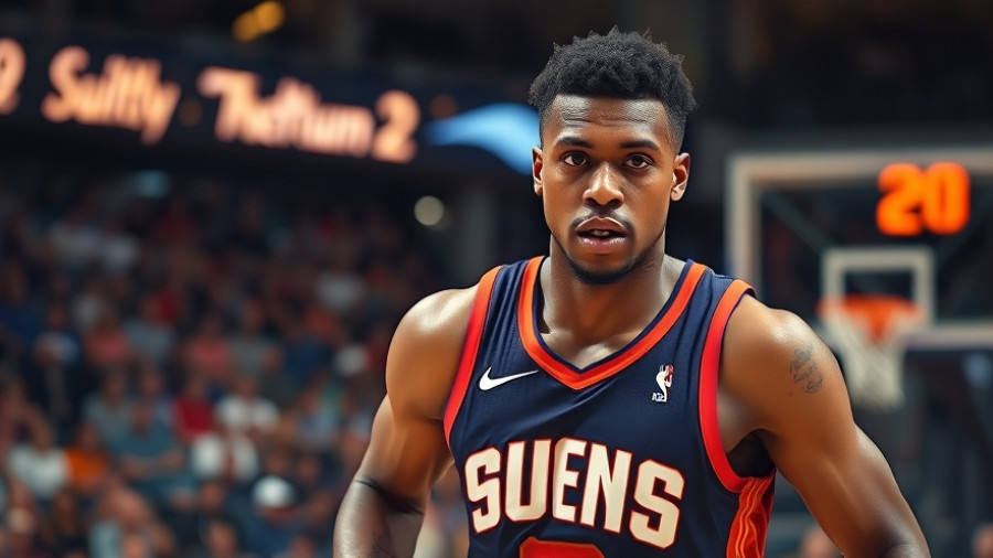 Phoenix Suns player on court, focused expression, brightly lit.