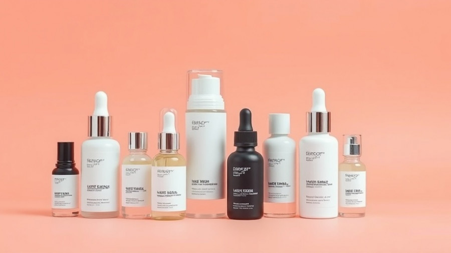 Variety of best Korean serums in sleek bottles on a coral background.