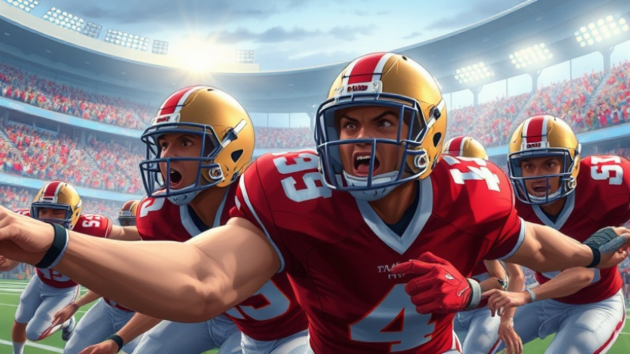 Football team in action during Hardy Cup final under stadium lights.