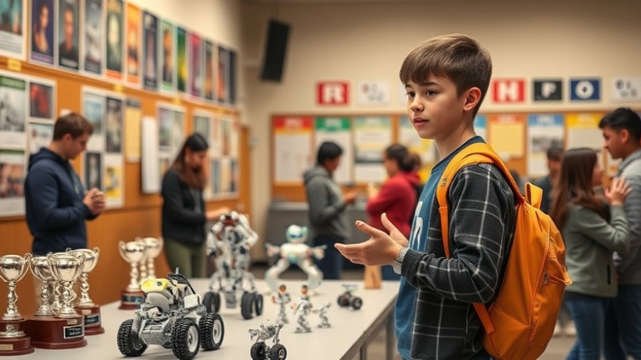 Student presenting robotics at Brophy College Preparatory Open House.