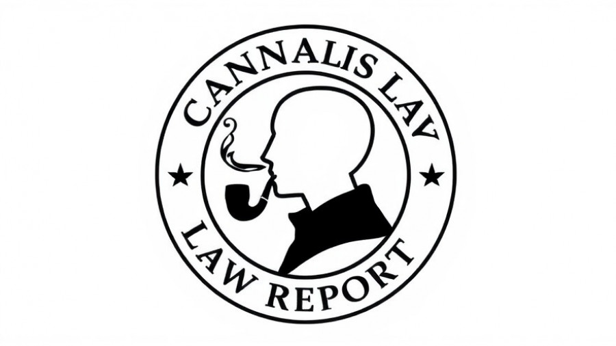 Cannabis Law Report emblem, smoking figure silhouette.