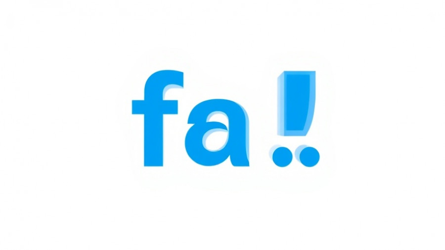 Minimalist blue text 'fa!' on a white background