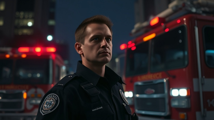 Police and fire truck at night in Phoenix Valley.