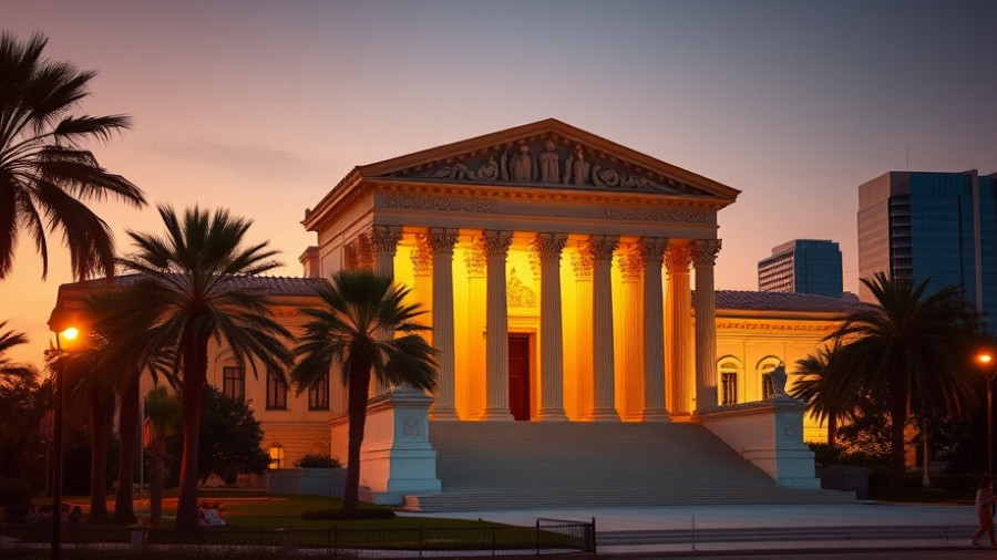 Supreme Court building in Florida at dusk, symbolizing cannabis industry news updates.