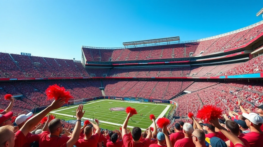Dynamic scene of stadium during Cardinals Cowboys rivalry game, fans cheering.
