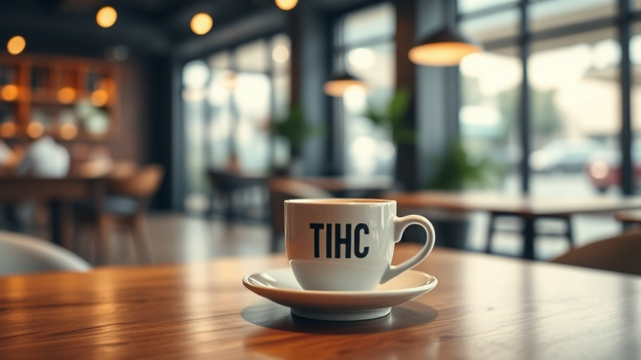 Hemp THC consumption cafe interior with infused coffee cup focus.