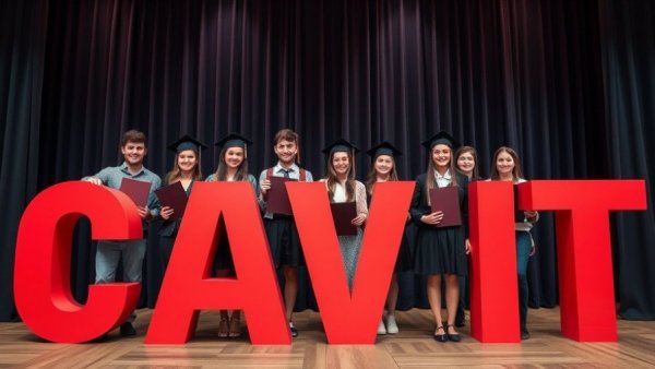 CAVIT new campus Maricopa graduates celebrating on stage with diplomas.
