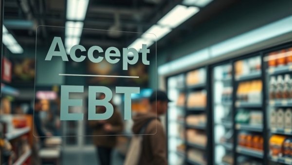 Store with 'We Accept EBT' sign, referencing SNAP funding.