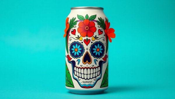 Sonoran Sipper beer can with Day of the Dead theme