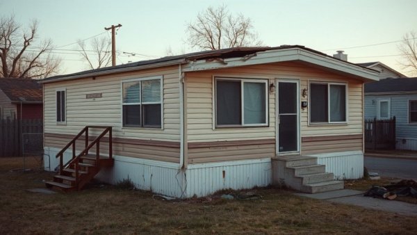 Tempe family mobile home damaged by microburst, showing roof and window destruction.