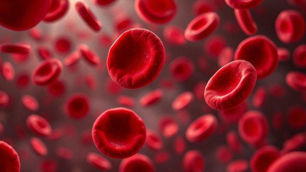 Red blood cells illustrating causes of anemia details