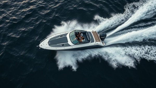 Aerial view of Venezuelan boat crews, narco-terrorists on a speedboat at night.