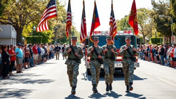 Maricopa Veterans Day Parade with soldiers and flags in the lead.