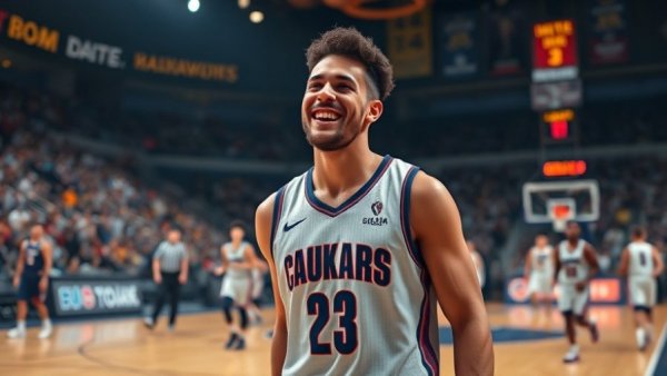 Basketball player celebrates on court impacting Suns debut.