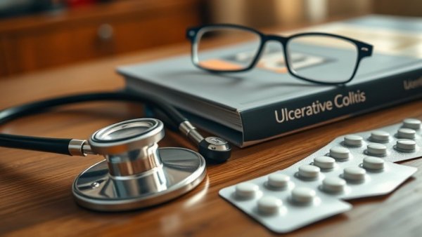 Pyruvate for colitis relief, stethoscope and medication on desk.