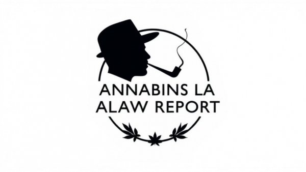 Cannabis Law Report classic silhouette logo emblem, minimalist design.
