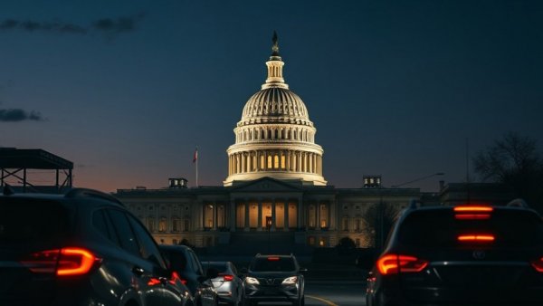 United States Capitol building at night during government shutdown in Greenville, SC