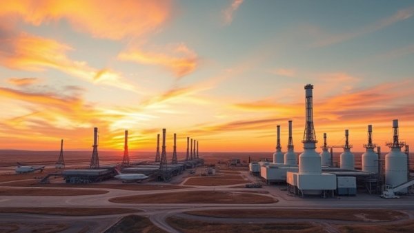 Industrial complex at sunset highlighting energy demand in Wisconsin data centers.