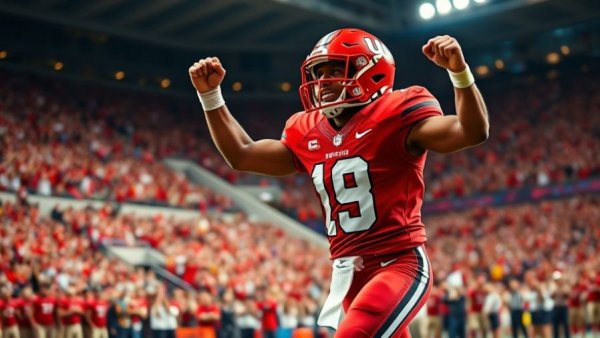 Gunner Stockton scores touchdown for Georgia against Texas in crowded stadium.