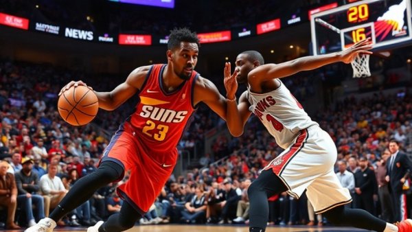 Phoenix Suns versus Atlanta Hawks basketball action in a competitive game.