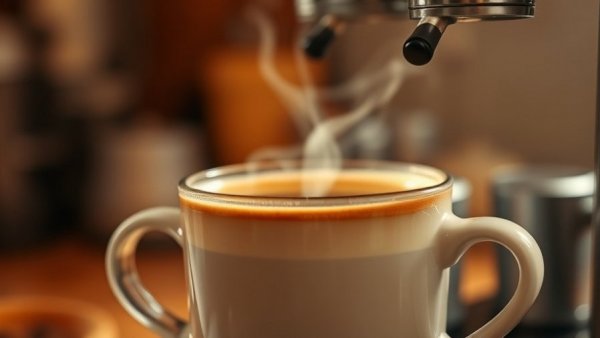 Steaming espresso cup close-up, coffee reduces atrial fibrillation risk.