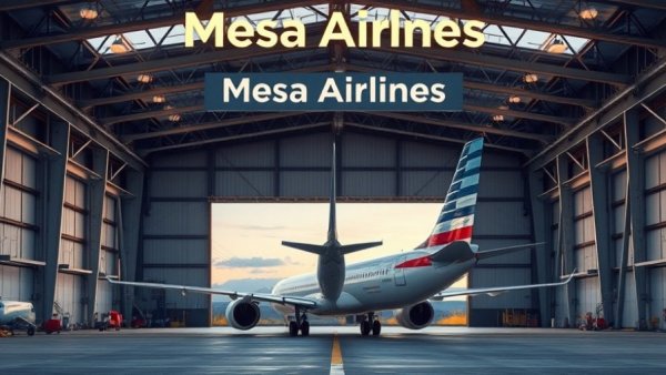 Mesa Airlines hangar with aircraft visible, representing Mesa Air Group Merger.