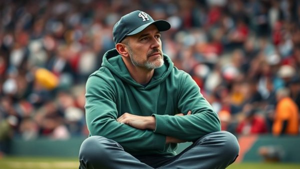 Cam Skattebo WWE Appearance: Thoughtful man in a green hoodie at an event.