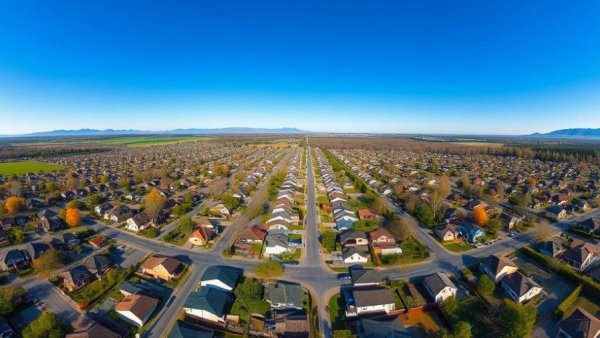 Sprawling suburban neighborhood under clear sky, Phoenix Housing Trust Fund.