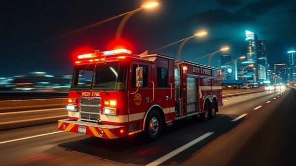 Crash Responder Safety Week with fire truck in motion.