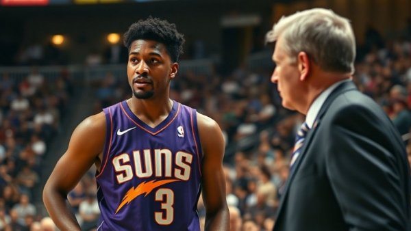 Phoenix Suns player strategizing during a game, Kevin Durant absent.
