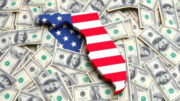 What is going on with cannabis economic impact illustrated by Florida map on dollar bills.