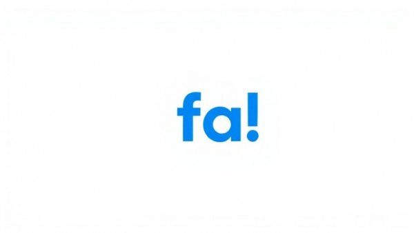 Simple blue 'fa!' logo on plain background.
