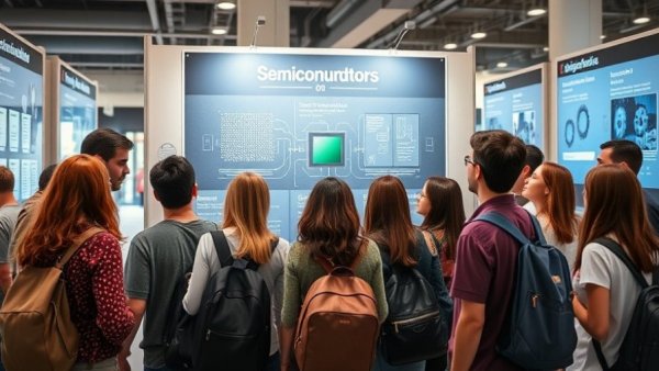 Diverse group exploring semiconductor display in Arizona expo.