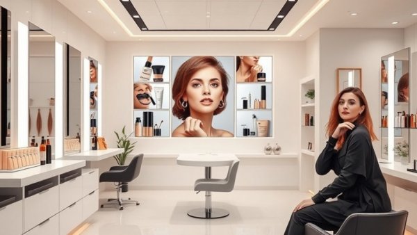 Beauty techniques collage in modern salon, womens beauty techniques.