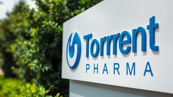 Torrent Pharmaceuticals sign close-up in outdoor setting.