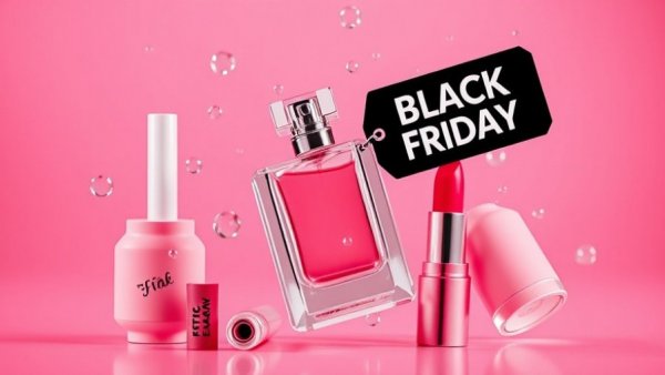 Stylized beauty product display for Best Black Friday Beauty Deals 2025.