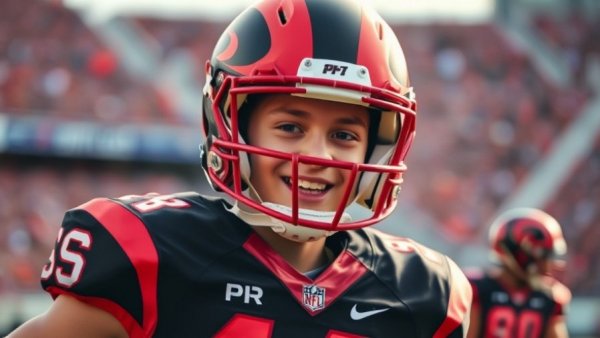 Maricopa Rams player smiling confidently after winning season.