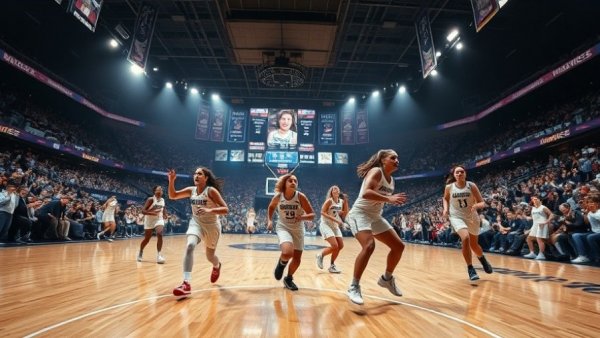 Undefeated Huskies Women's Basketball team in action on the court.