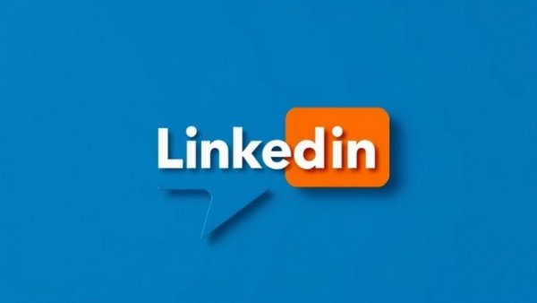 LinkedIn logo in a blue speech bubble design.