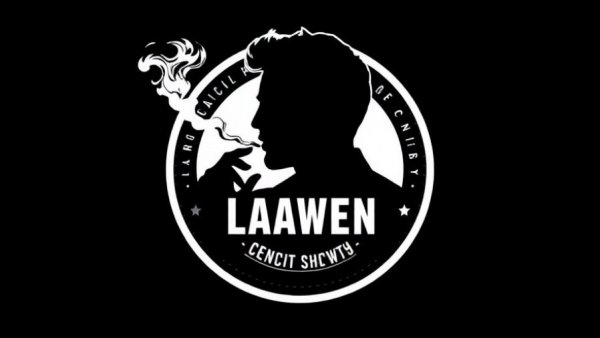 Monochrome logo representing cannabis law, circular design.